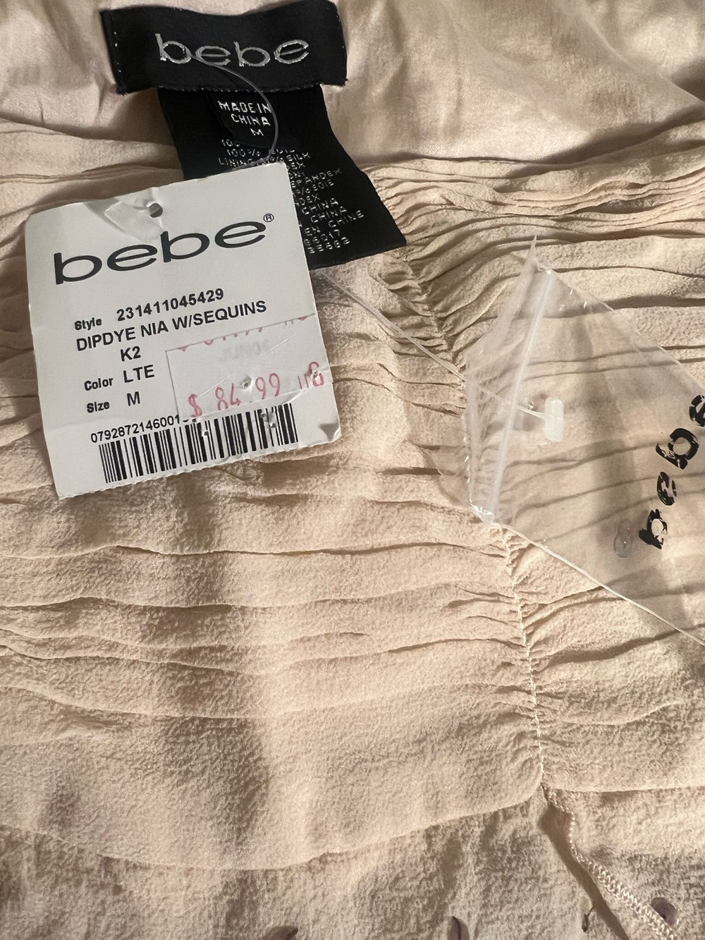 NWT Y2K Bebe Ombré Sequin Pointed-Hem Skirt - Cream to Brown M - Picture 5 of 5